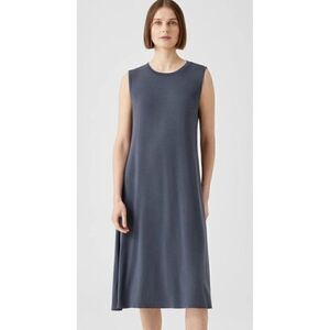 Eileen Fisher Tencel Midi Blue Sleeveless Dress Sz XSmall.         H
